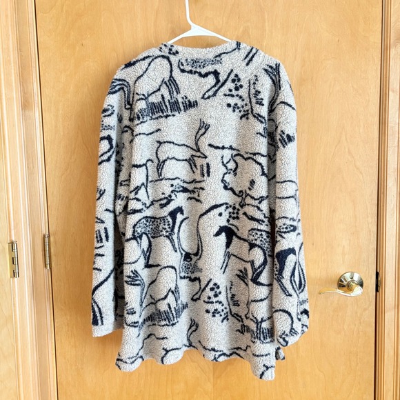 Vintage Woolrich Cave Painting Animal Fleece Sweater Mens XL Made in USA Sherpa - Picture 6 of 9